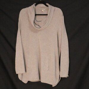 CABLE & GAUGE - Woman | 1X | Cozy Grey Cowl Neck Sweater | Pockets